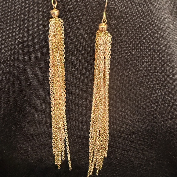 Delicate Gold and Silver Chain Link Tassel Earrings - Picture 4 of 4